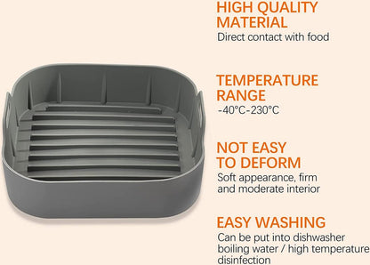 Airfryer accessories - Silicone baking dish - Hot air fryer - Baking tins - Baking paper alternative - Basket baking tin - 20 CM - including gloves and oil brush - gray - Accessories - Image 5