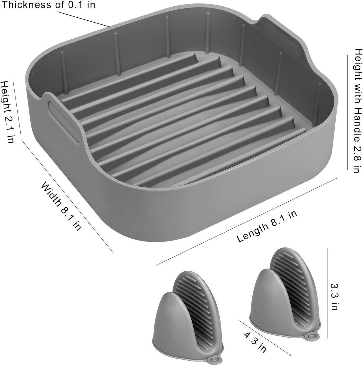 Airfryer accessories - Silicone baking dish - Hot air fryer - Baking tins - Baking paper alternative - Basket baking tin - 20 CM - including gloves and oil brush - gray - Accessories - Image 7