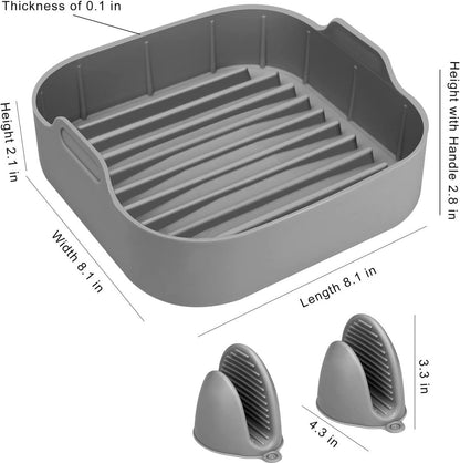 Airfryer accessories - Silicone baking dish - Hot air fryer - Baking tins - Baking paper alternative - Basket baking tin - 20 CM - including gloves and oil brush - gray - Accessories - Image 7