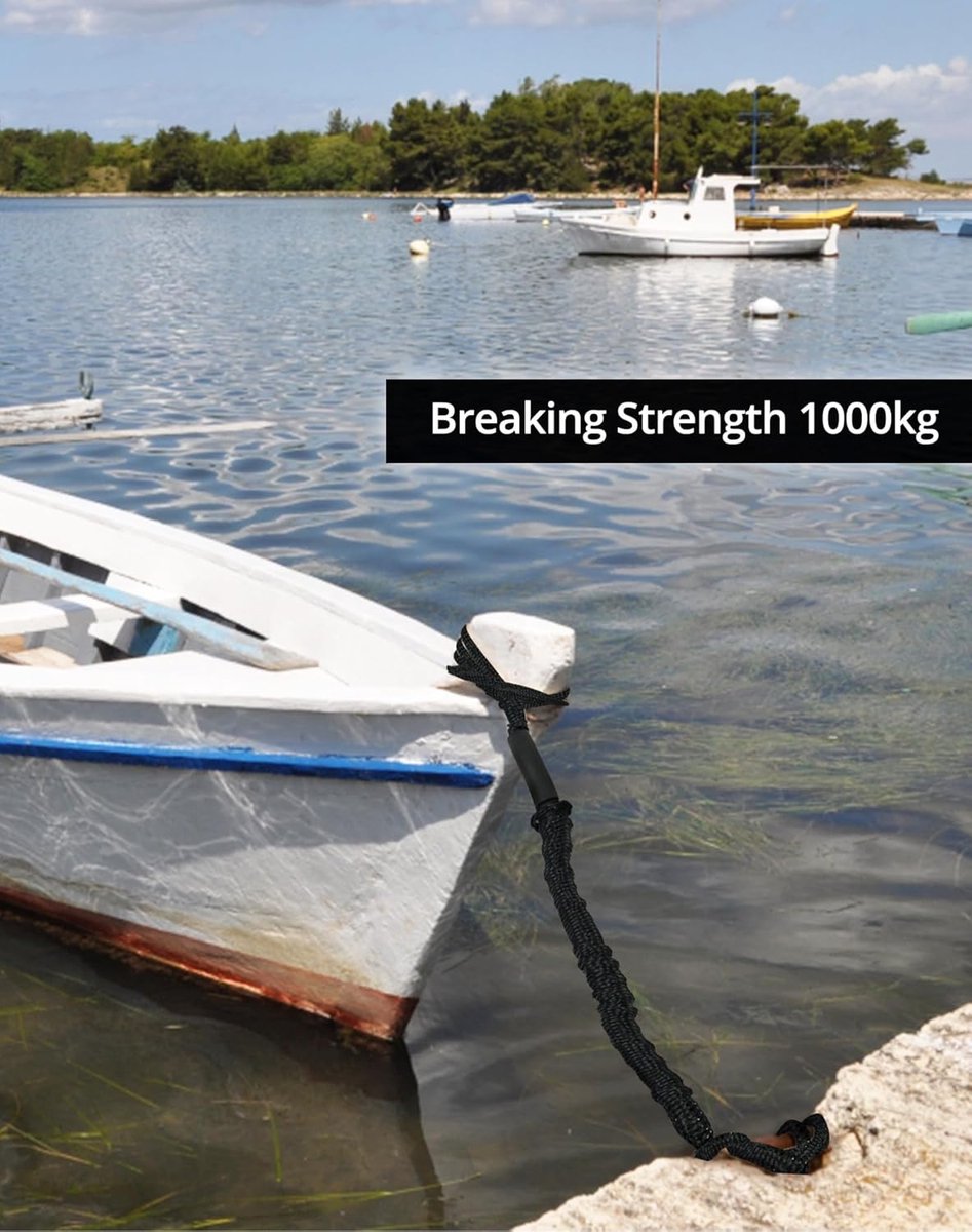 Mooring Rope Boat Equipment - 2 Pieces - Extendable 1.2 - 1.7M - Mooring Rope for Boats - Black - Mooring Rope - Boat Rope - Boat Accessories for Boats Dock - Dock Line with Hooks - For Boats, Kayaks, Jet Skis, Pontoons, Canoes - Image 4
