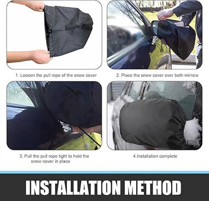 Pieces - Side Mirror Cover - Car Side Mirror Protective Cover - Anti-Frost Cover - Rearview Mirror Protective Cover - 420D Oxford Cloth - Universal - Waterproof - Protection - Black - 33*27cm - Image 2