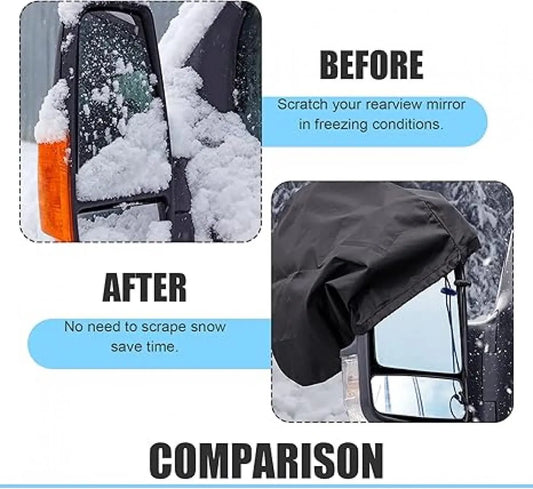 Pieces - Side Mirror Cover - Car Side Mirror Protective Cover - Anti-Frost Cover - Rearview Mirror Protective Cover - 420D Oxford Cloth - Universal - Waterproof - Protection - Black - 33*27cm - Image 3