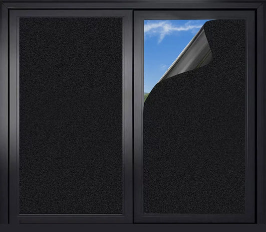Window Film - Blackout Window Film - Sun Protection - Blackout Cloth - Black - Window Sticker - 45x100cm - Privacy Film Glass Windows - Adhesive Film Window