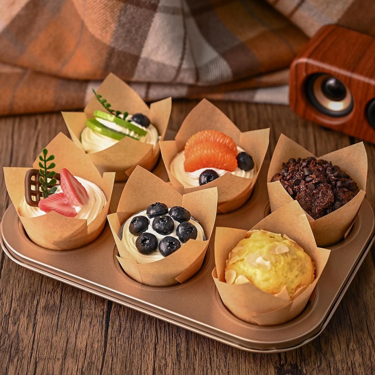 Set of 120 Paper Muffin Cups - Tulip Design - Food Grade Baking Paper - Non-Stick - High Temperature Resistant - For Wedding, Kids Birthday Party Supplies - Image 4