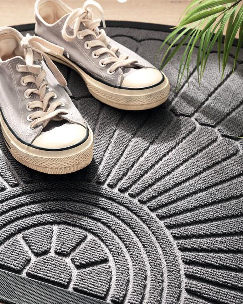 Rubber doormat - Semi-circular - Outdoor Anti-slip Washable Doormat - Rain - Outdoor - Indoor doormat - Dark gray - Drying mat - 60 * 90 cm - cleaning mat - outdoor - hall - balcony - Image 3