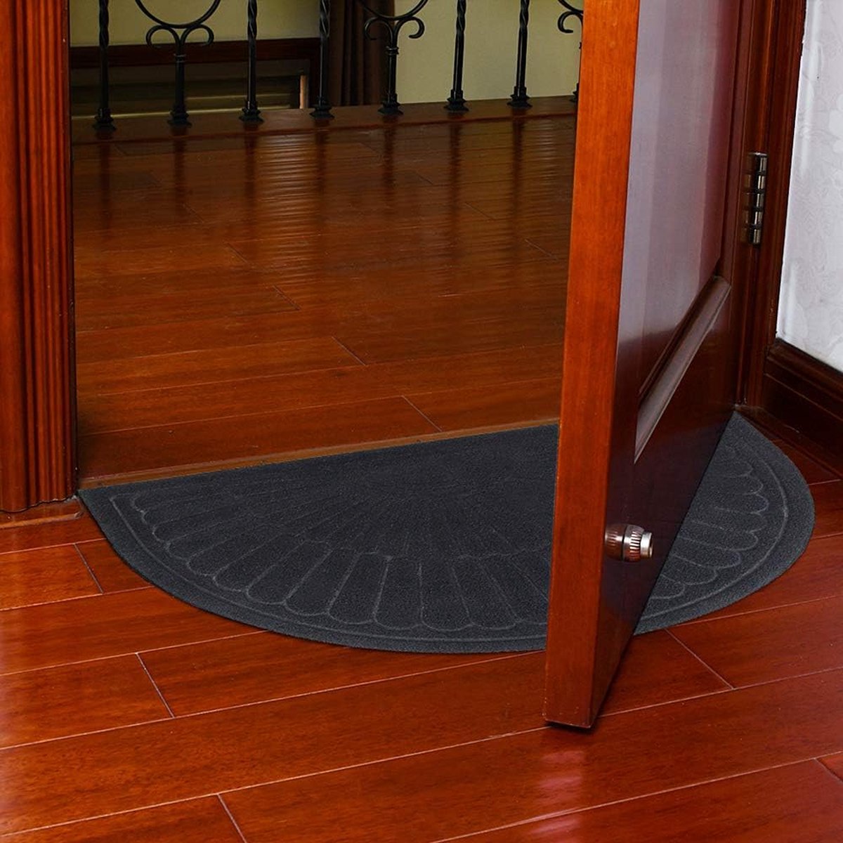 Rubber doormat - Semi-circular - Outdoor Anti-slip Washable Doormat - Rain - Outdoor - Indoor doormat - Dark gray - Drying mat - 60 * 90 cm - cleaning mat - outdoor - hall - balcony - Image 4