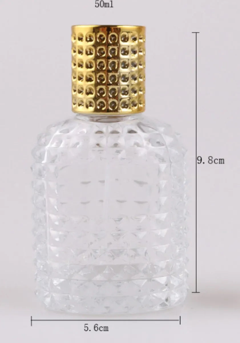 Mini perfume bottles - 50ml - Empty spray bottle - Travel bottle - Perfume atomizer - Perfume bottles - Refillable - Gold - Transparent - Glass - For travel, going out, handbags - Image 7