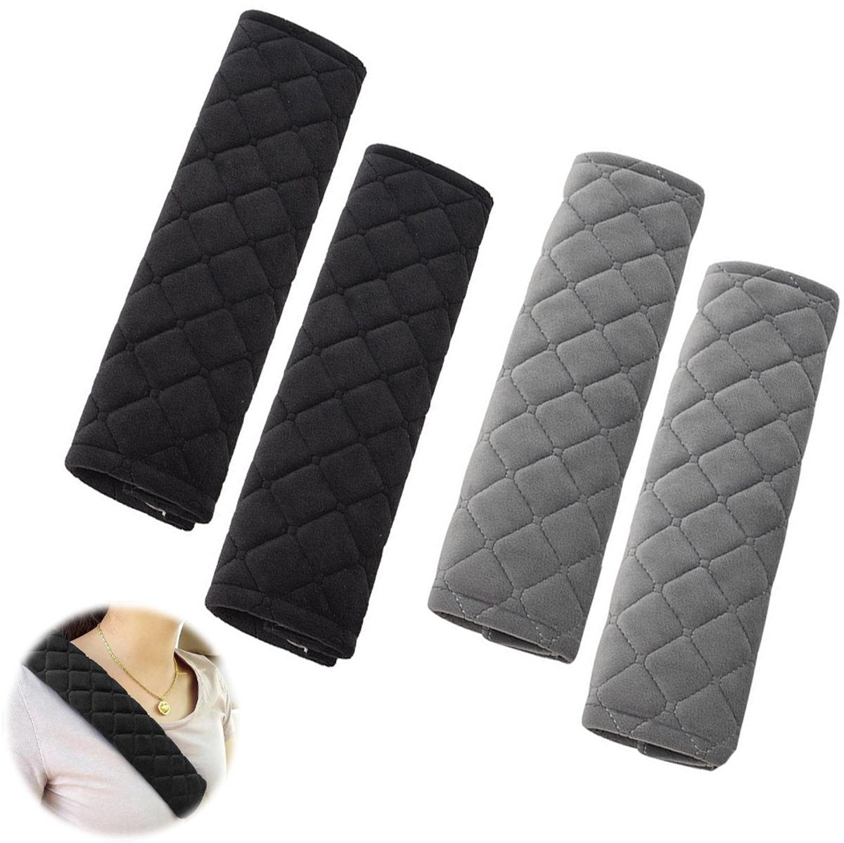 Seat Belt Covers - 4 Pieces - Seat Belt Cushion - Seat Belt Protector - Seat Belt Cover - Shoulder Covers - Car Seat Belt Cover - Shoulder Cover - Car Seat Belt Protector - Universal - Black + Gray - 27cm - Image 6