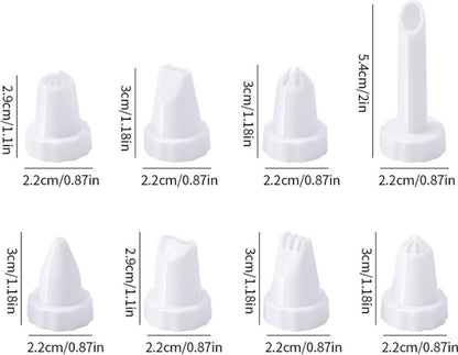 Set of 9 pieces - Piping tips - Garnishing syringe - with 8 piping tips - Whipped cream syringe - cupcake - decoration set - cake - decoration - Reusable - plastic - 15.6*6.4cm - white - Image 4