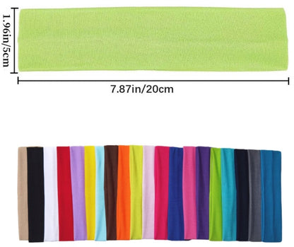 Headband - 20 Pieces - Sports Headbands - Headband - Adults - Yoga Headbands - Elastic Non-Slip - Fitness - Sweatband - Athletic - Gym - Dance - Running - Hair Accessories - 20*5CM - Image 4