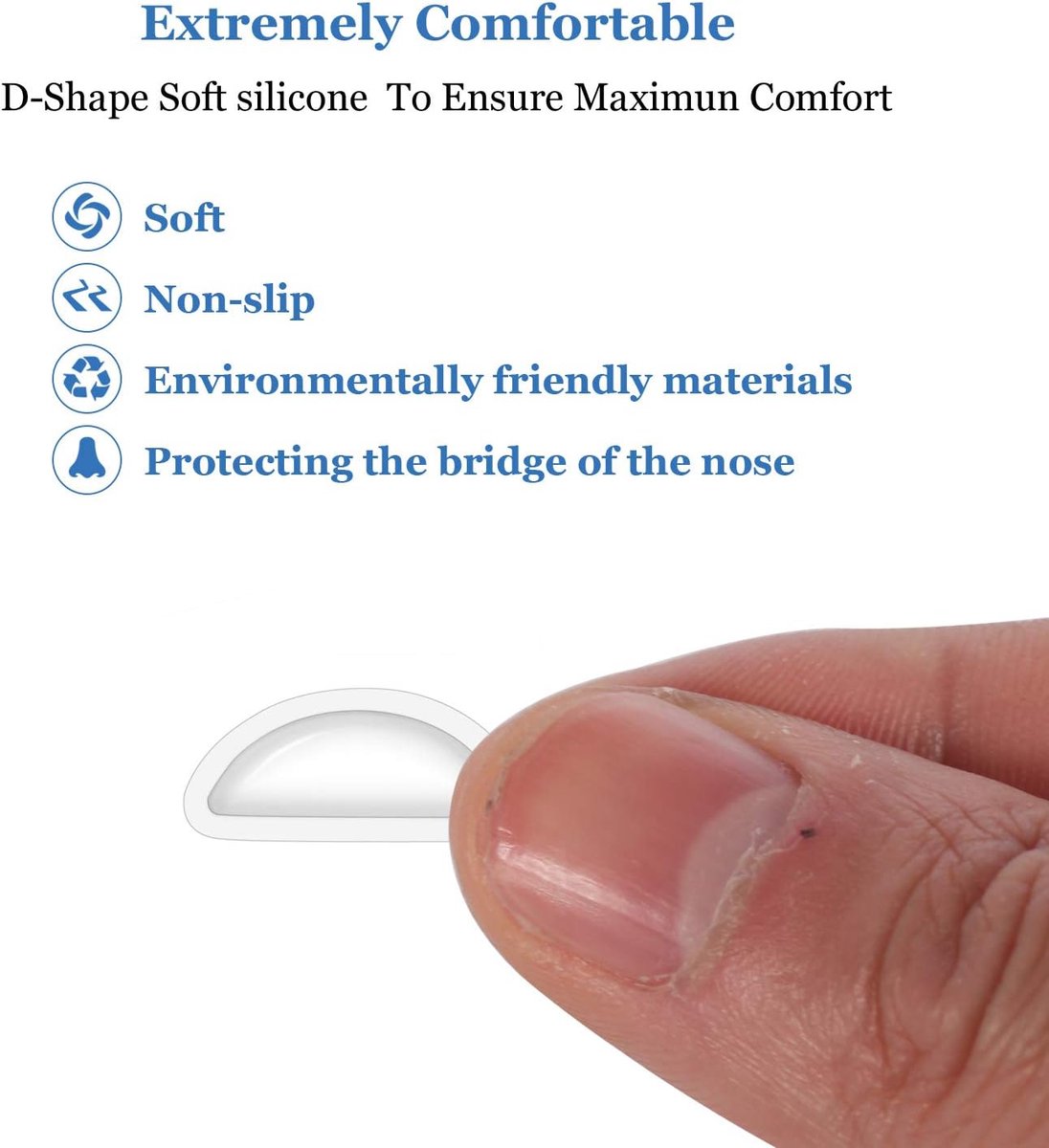 Nose Pads for Glasses - 20 Pairs - Nose Pads for Glasses with Air Chamber - Glasses Cushions - Silicone - Transparent - Anti-slip - Self-adhesive - Suitable for sunglasses, reading glasses, sports glasses - Image 2