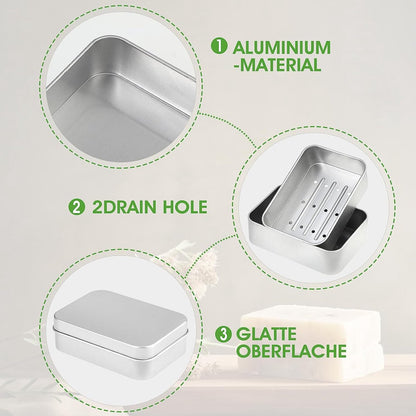 pieces - Soap box with lid - Soap dish - Soap holders - Protective and travel tin - Soap box - Soap dish - aluminum - Travel size toiletries - Bathroom accessories - for holidays and travel - Image 2