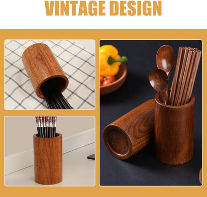 Cutlery Stand - Wooden Kitchen Utensil Holder - Cutlery Holder - Countertop Organizer - Cutlery Drainer - Chopstick Holder - Wood - 15cm - Kitchen Aid for Kitchen - Kitchen Organizer - Image 4