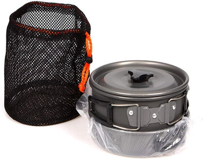 3 pieces - Cooking set - Camping Cooking set - Cookware - Camping Pan Set - Camping Cookware Kit - Kitchenware set - saucepan, pan, teapot - for 2-3 persons - for Outdoor Picnic Camping Hiking - Foldable - aluminum - Image 2
