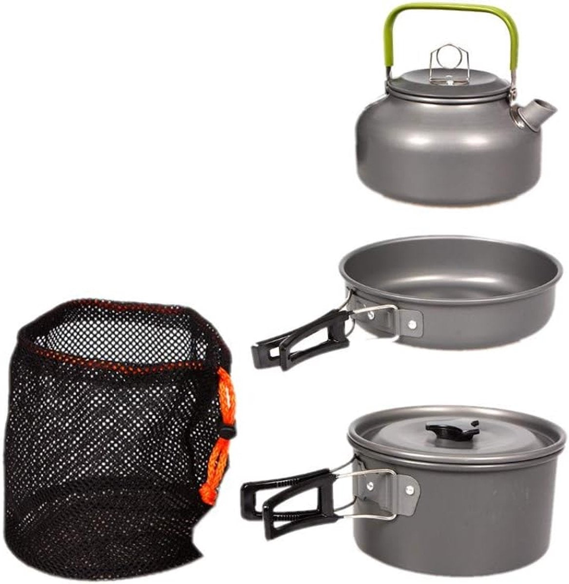 3 pieces - Cooking set - Camping Cooking set - Cookware - Camping Pan Set - Camping Cookware Kit - Kitchenware set - saucepan, pan, teapot - for 2-3 persons - for Outdoor Picnic Camping Hiking - Foldable - aluminum - Image 7