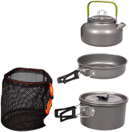 3 pieces - Cooking set - Camping Cooking set - Cookware - Camping Pan Set - Camping Cookware Kit - Kitchenware set - saucepan, pan, teapot - for 2-3 persons - for Outdoor Picnic Camping Hiking - Foldable - aluminum - Image 7