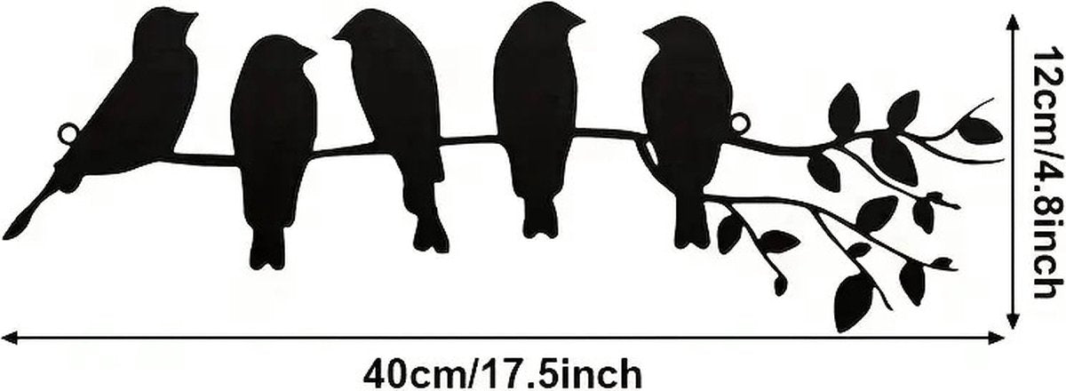 Birds on a branch wall decoration metal wall decoration iron 5 birds black hollow sculpture decor hanging ornament rustic hanging sign for living room office home - Image 5