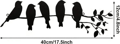 Birds on a branch wall decoration metal wall decoration iron 5 birds black hollow sculpture decor hanging ornament rustic hanging sign for living room office home - Image 5