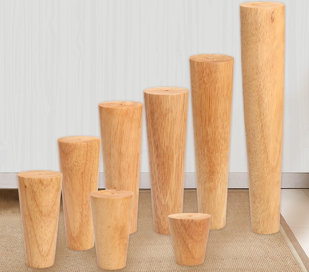 4 pieces - Furniture leg - Wooden furniture leg - Furniture Legs - wood color - wooden - 10 cm - Image 3