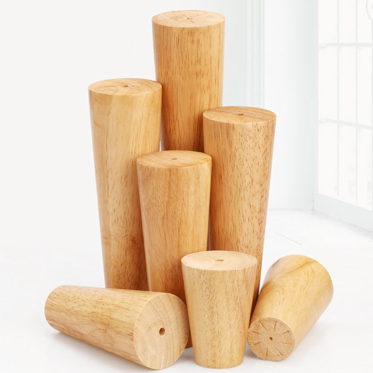 4 pieces - Furniture leg - Wooden furniture leg - Furniture Legs - wood color - wooden - 10 cm - Image 4