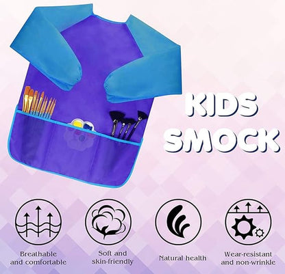 4 pieces - Children's apron - apron - Painting apron - Painting apron - craft apron - color - Long sleeves - waterproof - with 3 pockets - Art smocks - Clothing protector - Image 3