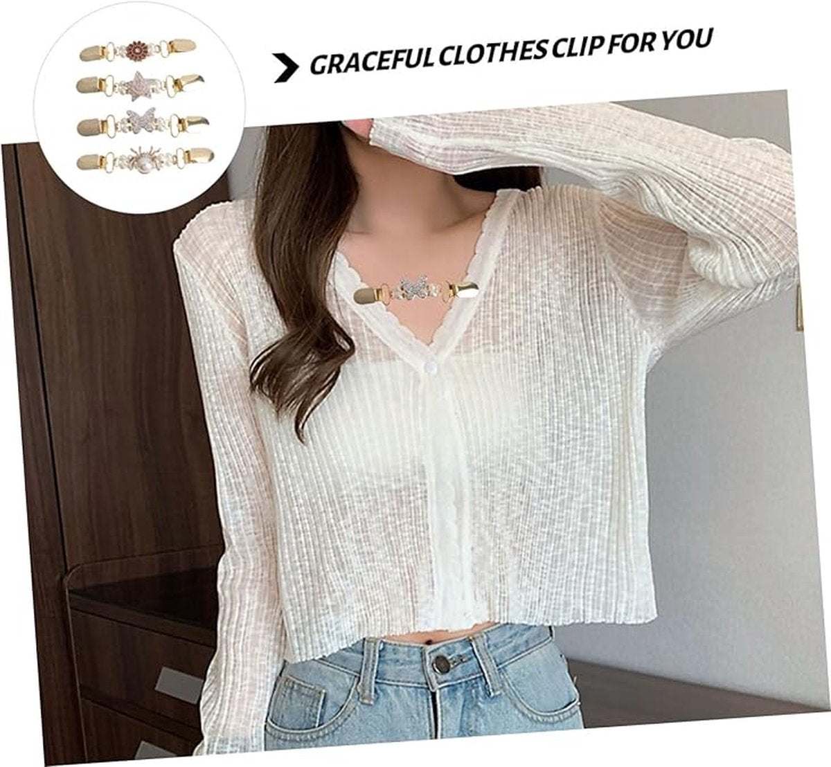 4 pieces - Cardigan clasp - Brooch clip - Women's cardigan clip - Cardigan clasp - Clothes clip - Cardigan clips - Cardigan pin - Cardigan clip - Non-slip fixed buckle - for dresses, shirts, sweaters, jackets - Image 2