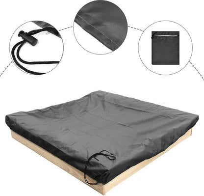 Waterproof sandpit cover - with drawstring - black - 120 x 120 x 20 cm - for sandpit, pool, patio, garden, square - Oxford cloth - waterproof, windproof, dustproof - suitable for protecting children's toys - Image 3