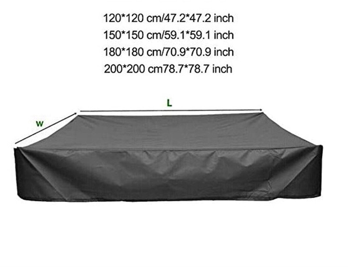 Waterproof sandpit cover - with drawstring - black - 120 x 120 x 20 cm - for sandpit, pool, patio, garden, square - Oxford cloth - waterproof, windproof, dustproof - suitable for protecting children's toys - Image 5