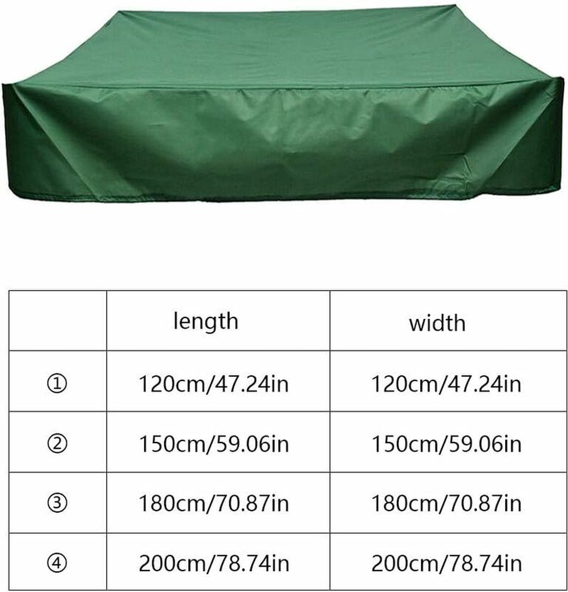 Waterproof sandpit cover - with drawstring - green - 120 x 120 x 20 cm - for sandpit, pool, patio, garden, square - Oxford cloth - waterproof, windproof, dustproof - suitable for protecting children's toys - Image 2
