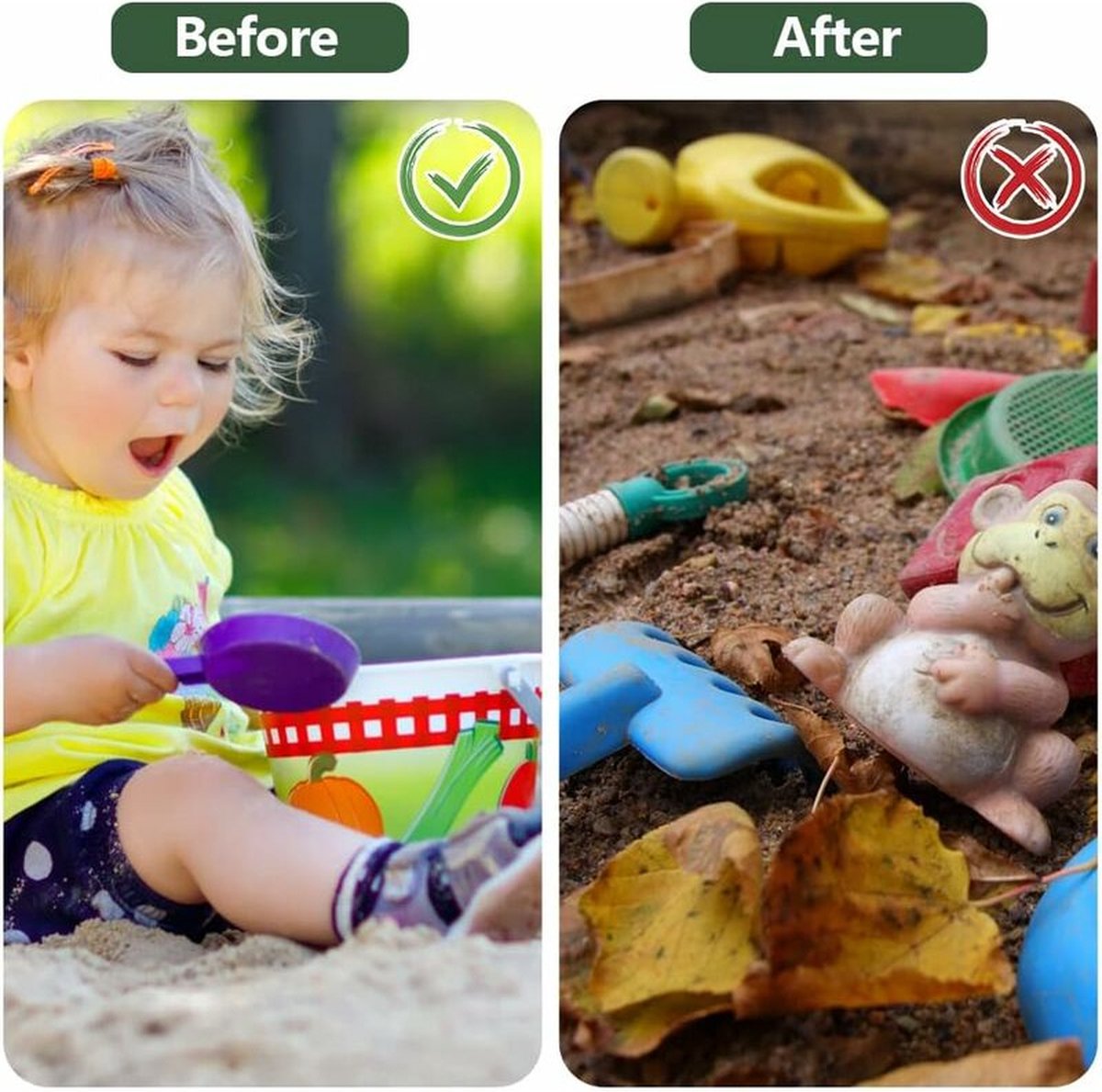 Waterproof sandpit cover - with drawstring - green - 120 x 120 x 20 cm - for sandpit, pool, patio, garden, square - Oxford cloth - waterproof, windproof, dustproof - suitable for protecting children's toys - Image 5