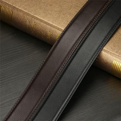 2 pieces - Men's Belt - Leather Belt - Adjustable - Gift Men - Shortenable - Gift Man - Cow Leather - Black & Brown - Without Holes - 110cm - Image 2