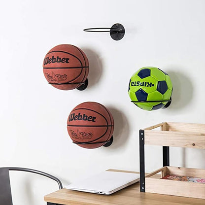 4 pieces - ball holder - wall bracket - sports ball rack - wall mounted - ball wall holder - for basketballs, football, volleyball - black - metal - 23.5*6.5*18.4cm - Image 3