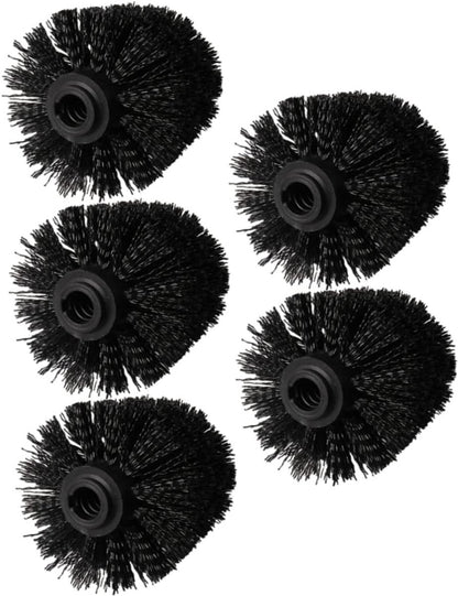 Toilet Brush Head - 5 Pieces - Loose Brush Head for Toilet Brush - Plastic - Loose Toilet Brush Head - Brush Head Set for Toilet Brush - Universal - Thread 12 mm - Suitable for Bathrooms - 80*100mm - Black