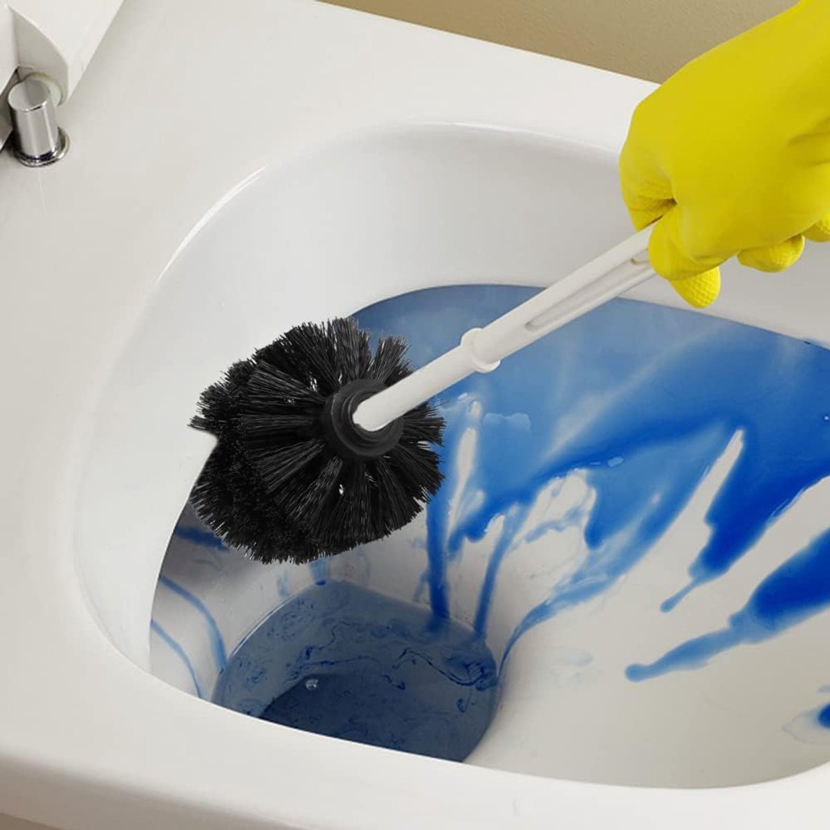 Toilet Brush Head - 5 Pieces - Loose Brush Head for Toilet Brush - Plastic - Loose Toilet Brush Head - Brush Head Set for Toilet Brush - Universal - Thread 12 mm - Suitable for Bathrooms - 80*100mm - Black - Image 4