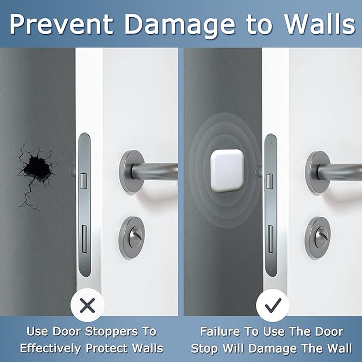 6 Pieces - Door Protectors - White - Indoor Door Stops - Wall Protector - Door Buffer - Self-Adhesive - Wall Protection - 42*42*12mm - Silicone - Door Handle Buffers - Image 3