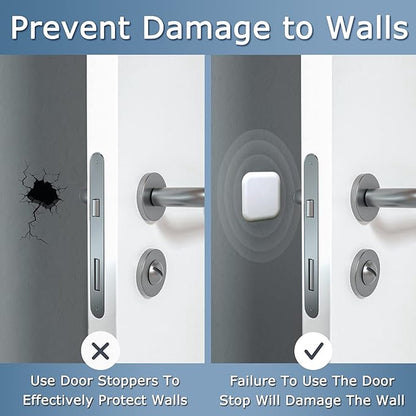 6 Pieces - Door Protectors - White - Indoor Door Stops - Wall Protector - Door Buffer - Self-Adhesive - Wall Protection - 42*42*12mm - Silicone - Door Handle Buffers - Image 3