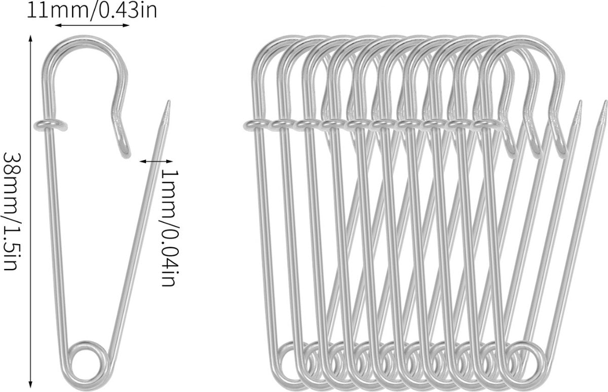 Safety Pins - 20 Pieces - 10 * 2.8cm - Premium Safety Pins - Durable, Rust Resistant Pins - DIY Craft Clothing Safety Pin Set - Large Childcare Clips for Blankets, Skirts, and Crafts - Image 2