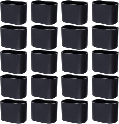 Chair Leg Caps - 20 Pieces - Chair Leg Protectors - PVC - Oval Furniture Leg Protectors - Floor Protectors - Furniture Protectors - Suitable for Furniture Protection - 16mm x 34mm - Black
