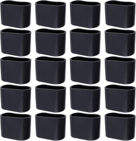 Chair Leg Caps - 20 Pieces - Chair Leg Protectors - PVC - Oval Furniture Leg Protectors - Floor Protectors - Furniture Protectors - Suitable for Furniture Protection - 16mm x 34mm - Black