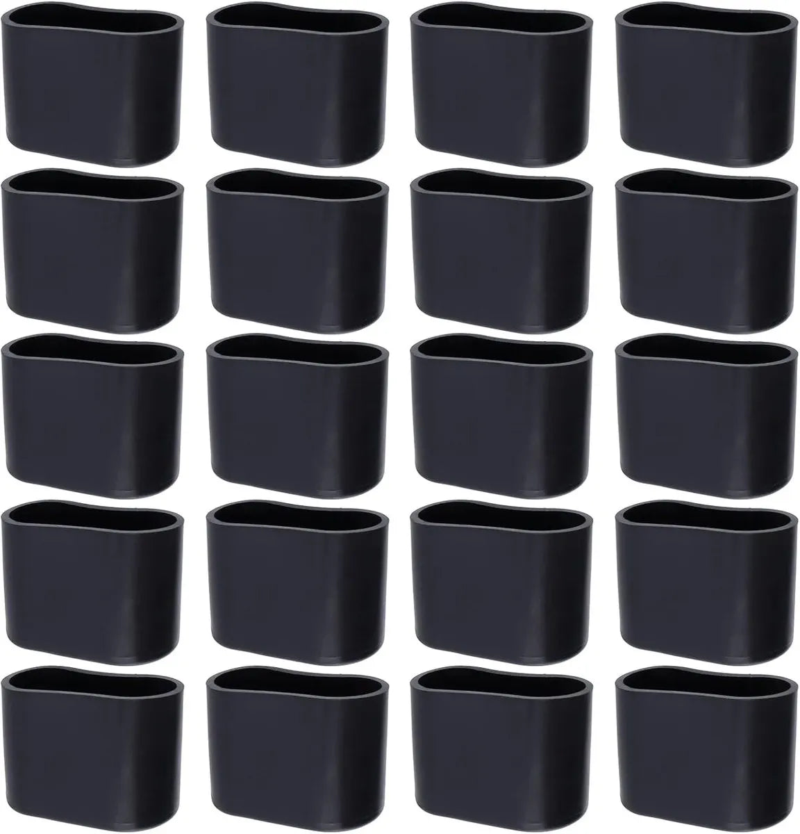 Chair Leg Caps - 20 Pieces - Chair Leg Protectors - PVC - Oval Furniture Leg Protectors - Floor Protectors - Furniture Protectors - Suitable for Furniture Protection - 16mm x 34mm - Black