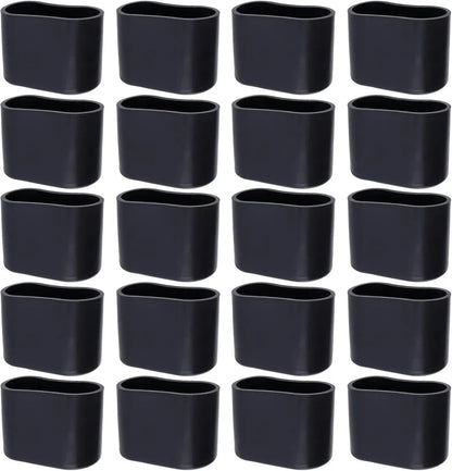 Chair Leg Caps - 20 Pieces - Chair Leg Protectors - PVC - Oval Furniture Leg Protectors - Floor Protectors - Furniture Protectors - Suitable for Furniture Protection - 16mm x 34mm - Black