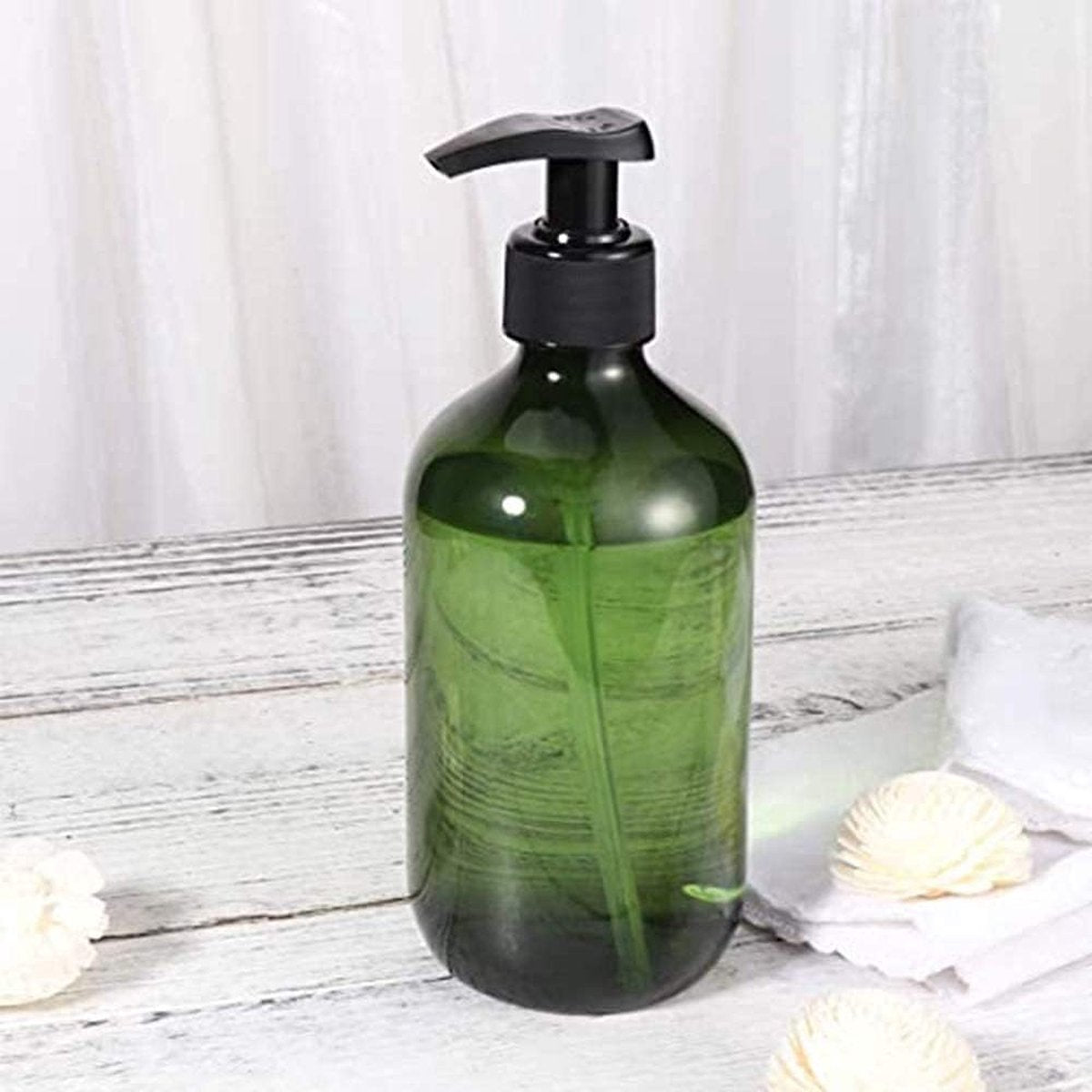 Pump bottles - Shampoo dispensers - soap dispenser - 3 pieces - 500 ml - refillable - PET - Transparent green - for conditioner, shower gel and lotion - Image 2