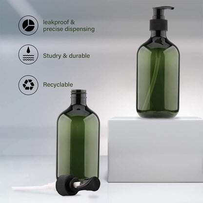 Pump bottles - Shampoo dispensers - soap dispenser - 3 pieces - 500 ml - refillable - PET - Transparent green - for conditioner, shower gel and lotion - Image 3