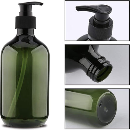 Pump bottles - Shampoo dispensers - soap dispenser - 3 pieces - 500 ml - refillable - PET - Transparent green - for conditioner, shower gel and lotion - Image 4