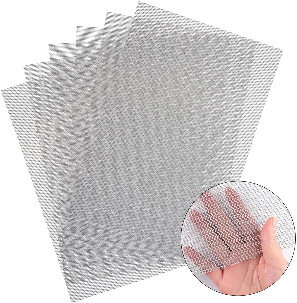 Sieve metal - 6 pieces - 30 x 21 cm - Insect net - 20 mesh - Fine mesh - Metal mesh - Insect mesh - Mouse mesh - Silver - Stainless steel - For cages, ventilation openings, gardens, window screens and filters - Image 2