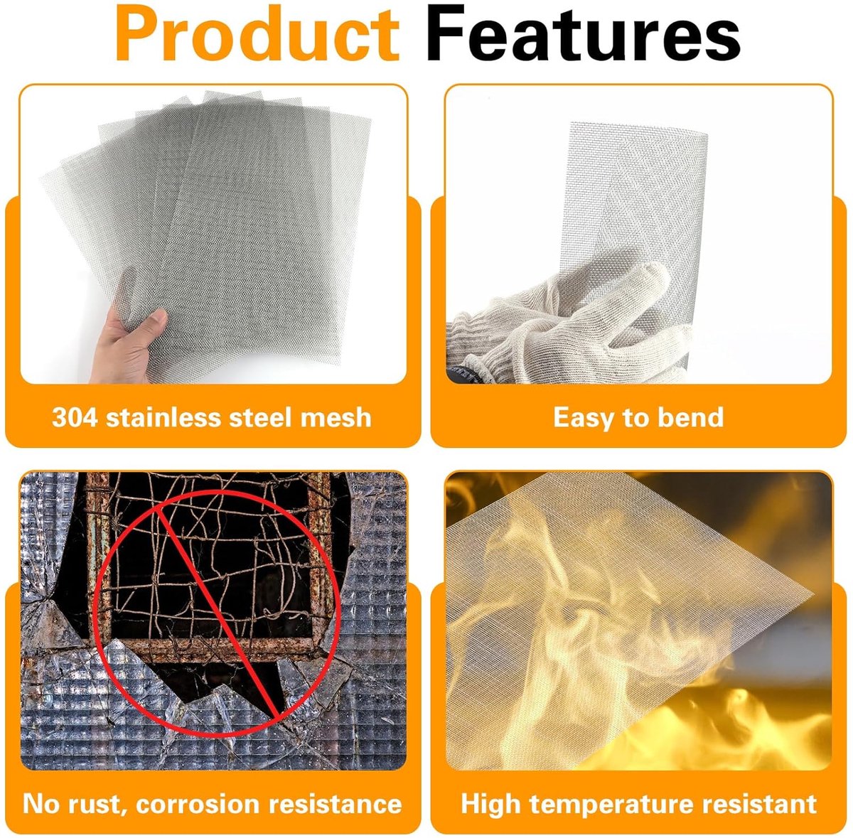 Sieve metal - 6 pieces - 30 x 21 cm - Insect net - 20 mesh - Fine mesh - Metal mesh - Insect mesh - Mouse mesh - Silver - Stainless steel - For cages, ventilation openings, gardens, window screens and filters - Image 4