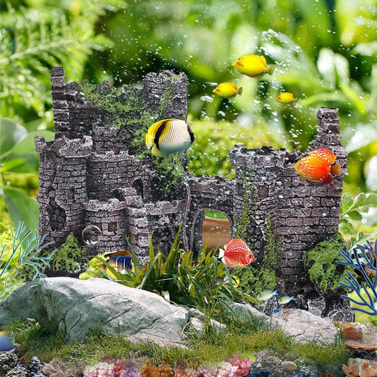 Aquarium Decoration - Ornaments - Castle - aquarium - Castle Aquarium Castle Decoration Hiding House - 17 x 6 x 13 cm - Image 4
