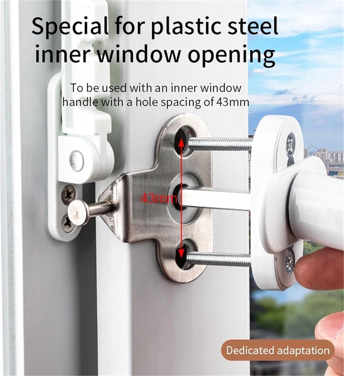 2 pieces - window holder - window limiter white - Window stays - Windows - Window fittings - Window holder & door holder - wind hook - Plastic and metal - 10.6×1.4cm - adjustable - Anti-burglary - window security - for inward-opening windows - Image 3