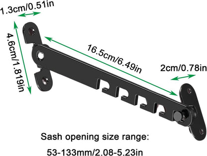 Window and Door Stopper - 2 pieces - Window Limiter - Window Security - Child Lock Window - Window Lock - 16cm - with Mounting Material - Black - Image 5