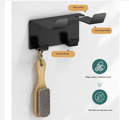 Hairdryer holder - Hairdryer holder - Hairdryer holder - Hairdryer wall bracket - Universal - wall bracket - black - 11.5*9.5*5.5cm - metal - wall bracket - Bathroom accessories - Image 4